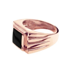 18K Yellow Gold Men's Black Onyx Ring 14.4mm -H'Hen Sale Store 18k gold mens black onyx ring p 31960 backro