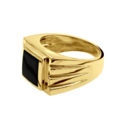 18K Yellow Gold Men's Black Onyx Ring 14.4mm -H'Hen Sale Store 18k gold mens black onyx ring p 31960 backye