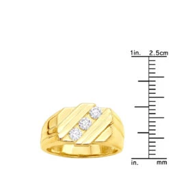 18K Yellow Gold Men's Diamond Ring 0.51ct -H'Hen Sale Store 18k gold mens diamond ring 051ct p 31639 rulerye