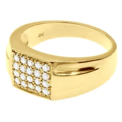 18K White Gold Men's Diamond Ring 0.60ct 10.9mm -H'Hen Sale Store 18k gold mens diamond ring 060ct p 31770 back yellow