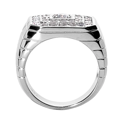 18K White Gold Men's Diamond Ring 1.31ct 5 18K White Gold Men's Diamond Ring 1.31ct - Image 3