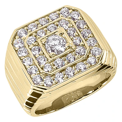 18K White Gold Men's Diamond Ring 1.31ct 4 18K White Gold Men's Diamond Ring 1.31ct - Image 2
