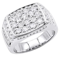 18K White Gold Men's Diamond Ring 2.68ct