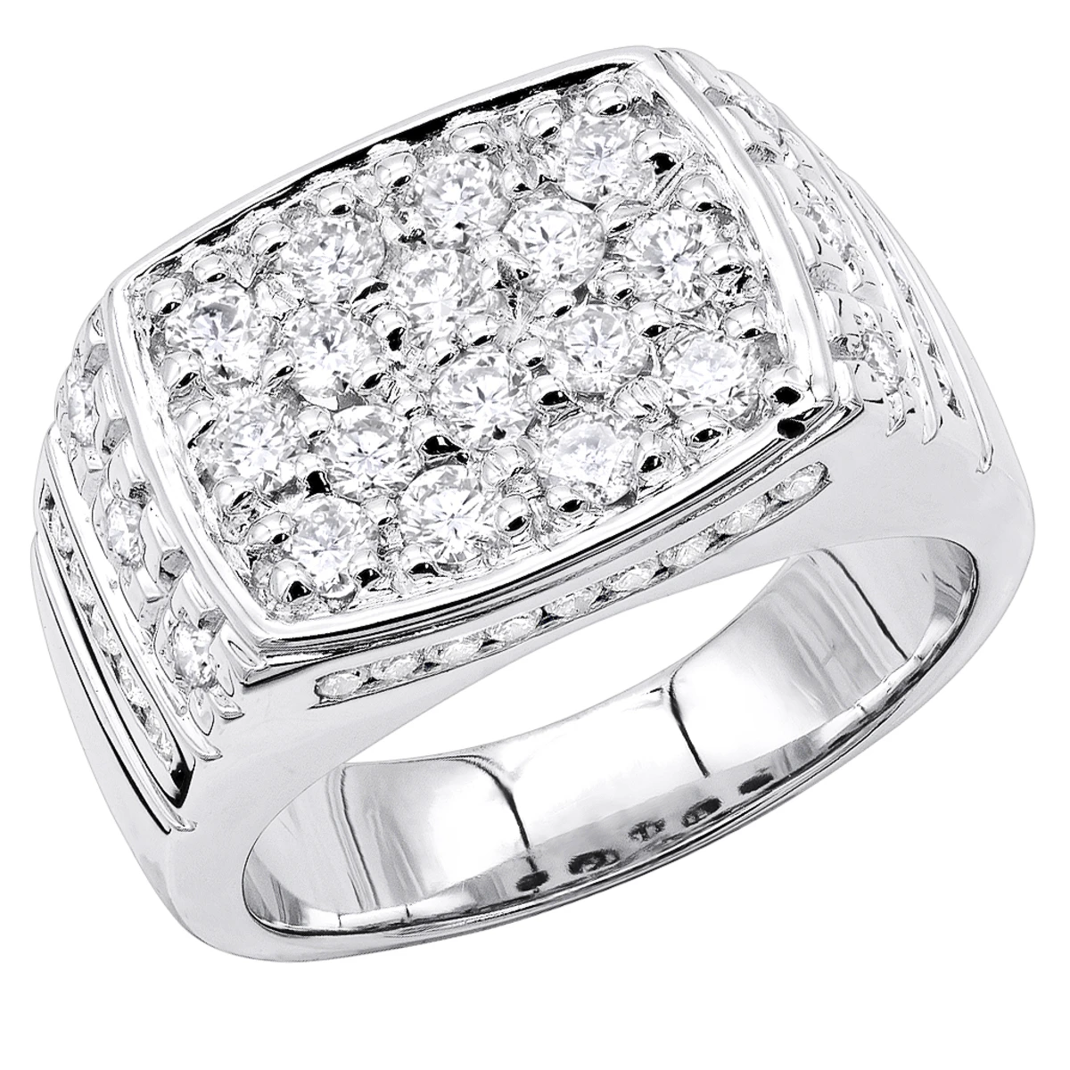 18K White Gold Men's Diamond Ring 2.68ct 3 18K White Gold Men's Diamond Ring 2.68ct
