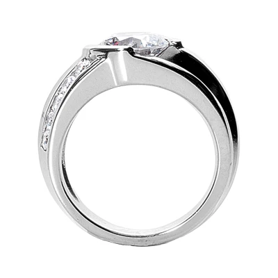 18K White Gold 3 Carat Men's Diamond Ring G/VS Round Diamonds 5 18K White Gold 3 Carat Men's Diamond Ring G/VS Round Diamonds - Image 3