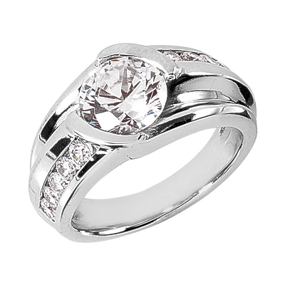 18K White Gold 3 Carat Men's Diamond Ring G/VS Round Diamonds 3 18K White Gold 3 Carat Men's Diamond Ring G/VS Round Diamonds