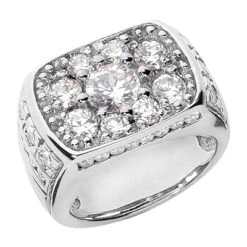 18K White Gold Men's Diamond Ring 3.42ct