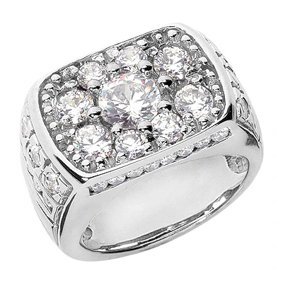 18K White Gold Men's Diamond Ring 3.42ct 3 18K White Gold Men's Diamond Ring 3.42ct