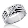 18K White Gold Men's Wedding Ring 0.24ct Diamonds Channel Set Diagonal Row