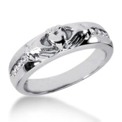 18K White Gold Men's Diamond Wedding Ring 0.24ct 5.3mm