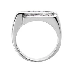 18K White Gold Men's Round & Baguette Diamonds Ring 0.97ct -H'Hen Sale Store 18k gold mens round baguette diamonds ring 097ct p 31748 back white 20220426