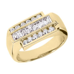 18K White Gold Men's Round & Baguette Diamonds Ring 0.97ct -H'Hen Sale Store 18k gold mens round baguette diamonds ring 097ct p 31748 yellow 20220420 20220426