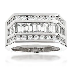 18K White Gold Men's Round & Baguette Diamonds Ring 2.43ct 9 18K White Gold Men's Round & Baguette Diamonds Ring 2.43ct -H'Hen Sale Store 18k gold mens round baguette diamonds ring 243ct p 31864 white 1