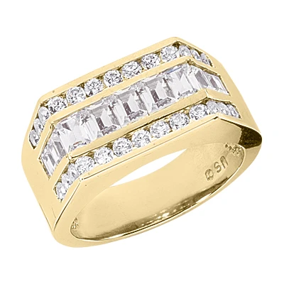 18K White Gold Men's Round & Baguette Diamonds Ring 2.43ct 6 18K White Gold Men's Round & Baguette Diamonds Ring 2.43ct - Image 4