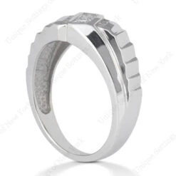 18K White Gold Men's Round & Princess Diamonds Ring 0.54ct -H'Hen Sale Store 18k gold mens round princess diamonds ring 054ct p 31778 back white 20220426