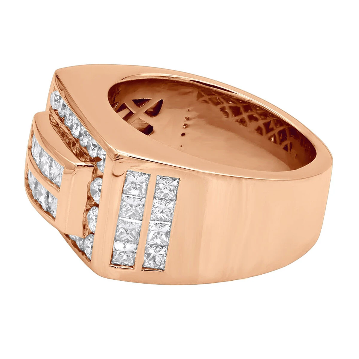 18K White Gold Men's Round & Princess Diamonds Ring 2.66ct 8 18K White Gold Men's Round & Princess Diamonds Ring 2.66ct - Image 6