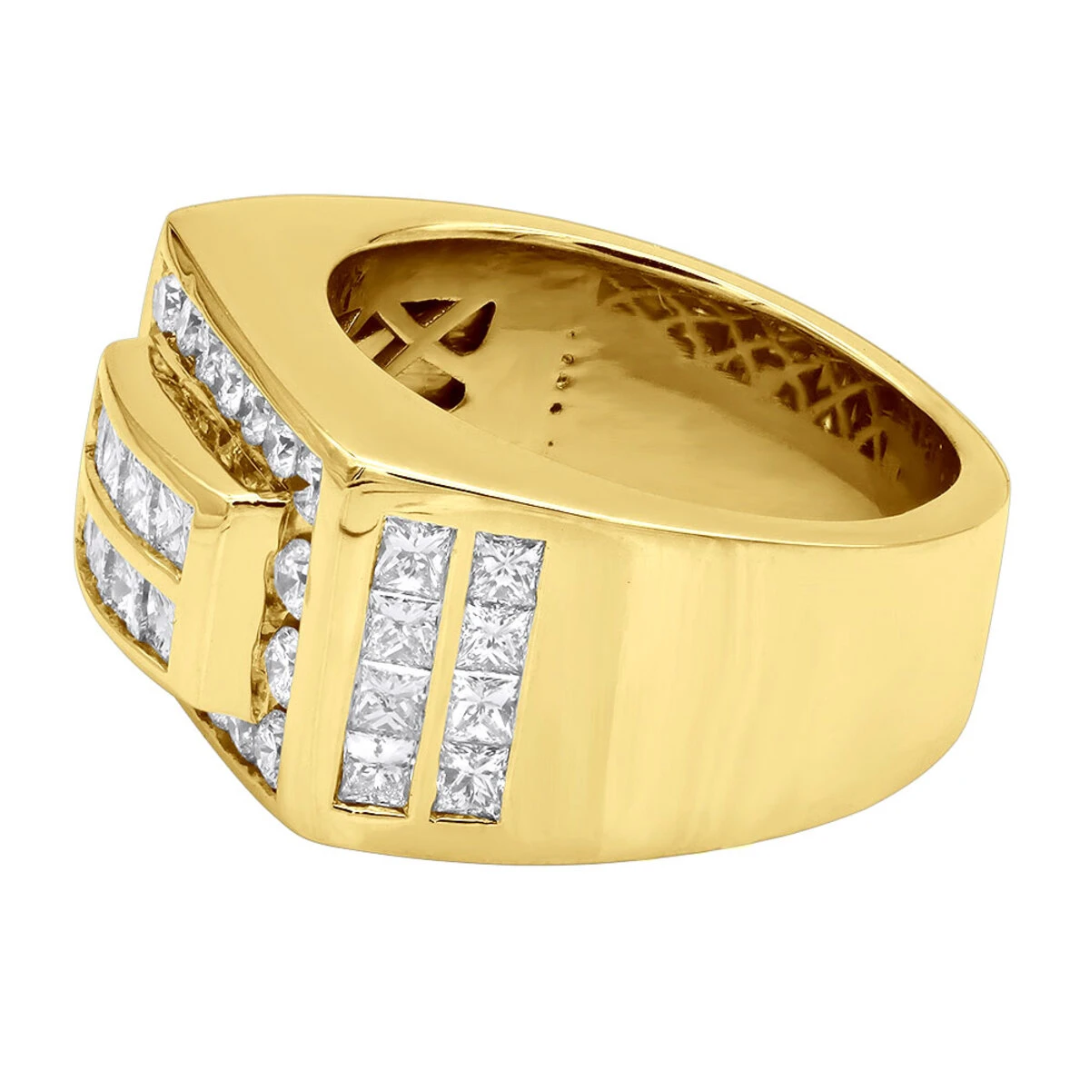 18K White Gold Men's Round & Princess Diamonds Ring 2.66ct 7 18K White Gold Men's Round & Princess Diamonds Ring 2.66ct - Image 5