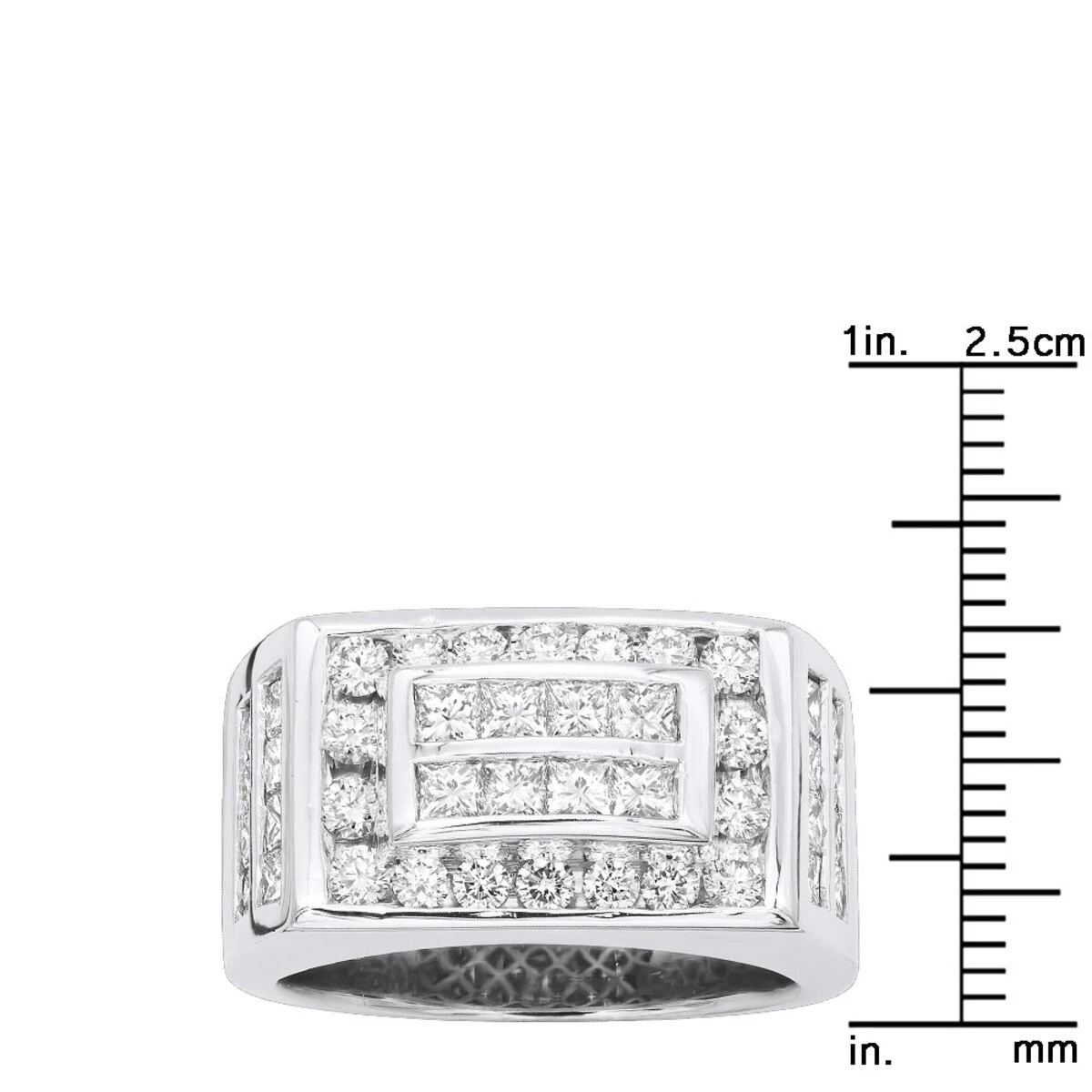 18K White Gold Men's Round & Princess Diamonds Ring 2.66ct 10 18K White Gold Men's Round & Princess Diamonds Ring 2.66ct - Image 8