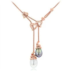 18K White Gold Pearl And Diamond Necklace Hearts 0.84ct -H'Hen Sale Store 18k gold pearl and diamond necklace hearts 084ct p 5782 ro