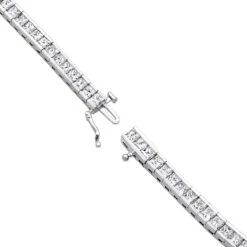 18K White Gold Princess Cut Diamond Women's Tennis Bracelet 12.62ct -H'Hen Sale Store 18k gold princess cut diamond tennis bracelet 1262ct p 257 backwh