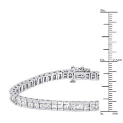18K White Gold Princess Cut Diamond Women's Tennis Bracelet 12.62ct -H'Hen Sale Store 18k gold princess cut diamond tennis bracelet 1262ct p 257 rulerwh