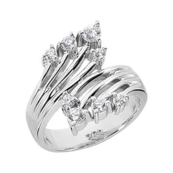 18K White Gold Right Hand Diamond Ladies Ring 0.42ct 16.3mm