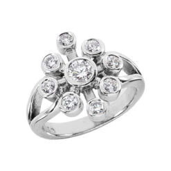 18K White Gold Right Hand Diamond Ladies Ring 0.69ct