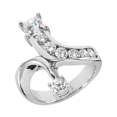 18K White Gold Right Hand Diamond Ladies Ring 1.47ct 3 18K White Gold Right Hand Diamond Ladies Ring 1.47ct
