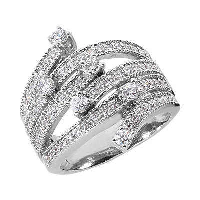 18K White Gold Right Hand Ladies Diamond Ring 0.94ct 3 18K White Gold Right Hand Ladies Diamond Ring 0.94ct