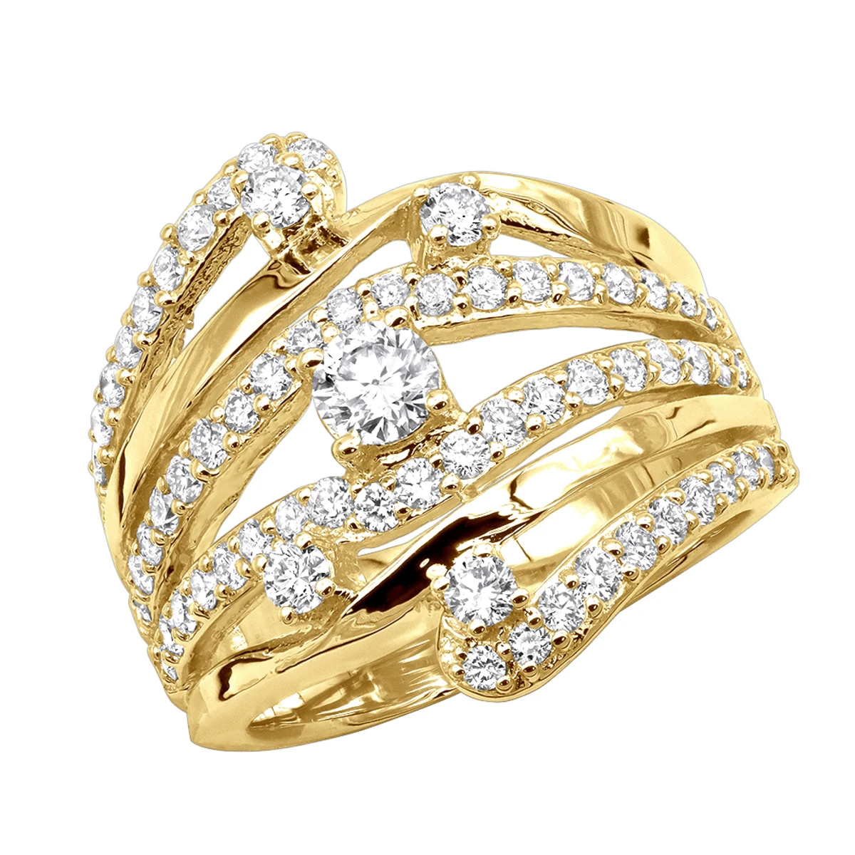 18K Yellow Gold Right Hand Ladies Diamond Ring 1.18ct 3 18K Yellow Gold Right Hand Ladies Diamond Ring 1.18ct