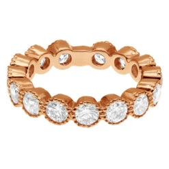 Unique 18K White Gold Round Diamond Band For Women Stackable Ring 1.58ct -H'Hen Sale Store 18k gold round diamond band 158ct p 22532 back rose