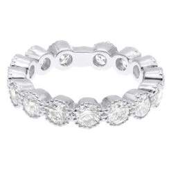 Unique 18K White Gold Round Diamond Band For Women Stackable Ring 1.58ct -H'Hen Sale Store 18k gold round diamond band 158ct p 22532 back white 20220603