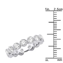 Unique 18K White Gold Round Diamond Band For Women Stackable Ring 1.58ct -H'Hen Sale Store 18k gold round diamond band 158ct p 22532 ruler white