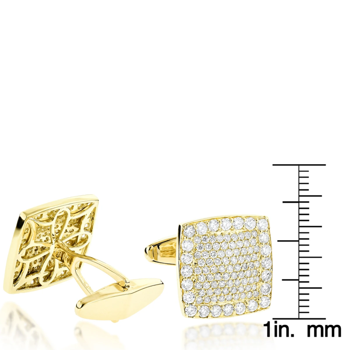 18K Yellow Gold & Round Diamond Designer Cufflinks Men's 3.77ct 7 18K Yellow Gold & Round Diamond Designer Cufflinks Men's 3.77ct - Image 5