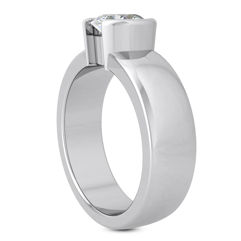 Designer 18K White Gold Engagement Ring With Bezel Set Round Diamond 0.75ct 6 Designer 18K White Gold Engagement Ring With Bezel Set Round Diamond 0.75ct - Image 4