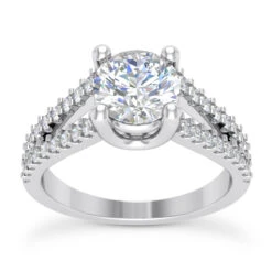 18K White Gold Round Diamond Engagement Ring 1.02ct