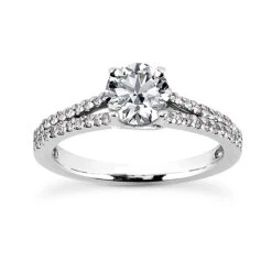 18K White Gold Round Diamond Engagement Ring Set 1.20ct Band: 1.5mm, Eng.: 2.6mm -H'Hen Sale Store 18k gold round diamond engagement ring set 120ct p 29917 back white