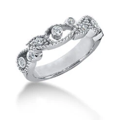 18K White Gold Round Diamond Ladies Ring 0.16ct