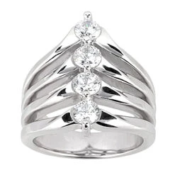 18K White Gold Round Diamond Ladies Ring 0.50ct 8.3mm