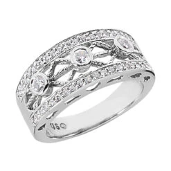 18K White Gold Round Diamond Ladies Ring 0.51ct