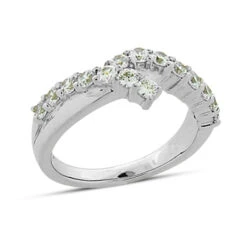 18K White Gold Round Diamond Ladies Ring 0.75ct 7.8mm