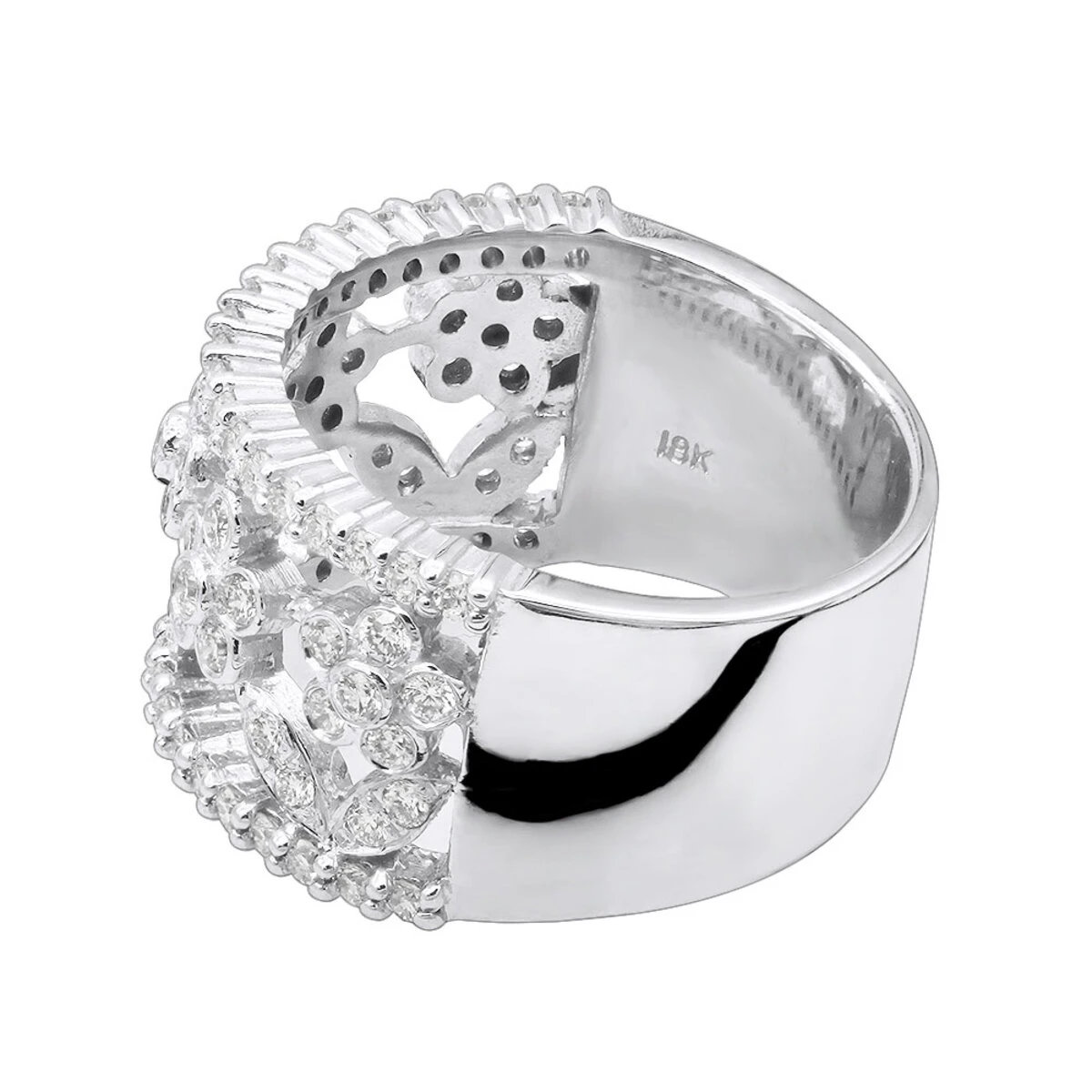 18K White Gold Round Diamond Ladies Ring 0.82ct 12.8mm 6 18K White Gold Round Diamond Ladies Ring 0.82ct 12.8mm - Image 4