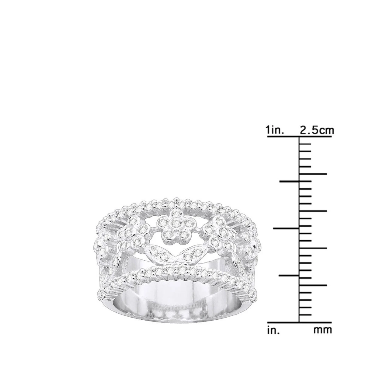 18K White Gold Round Diamond Ladies Ring 0.82ct 12.8mm 10 18K White Gold Round Diamond Ladies Ring 0.82ct 12.8mm - Image 8