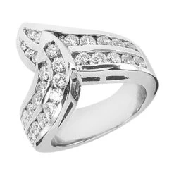 18K White Gold Round Diamond Ladies Ring 1.61ct 19.6mm
