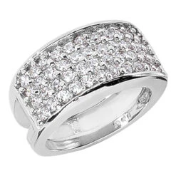 18K White Gold Round Diamond Ladies Ring 1.76ct 10.8mm