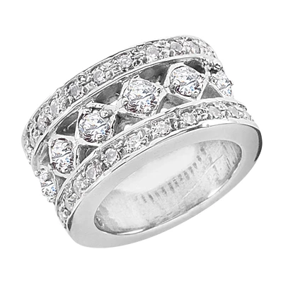 18K White Gold Round Diamond Ladies Ring 1.83ct 11.3mm 3 18K White Gold Round Diamond Ladies Ring 1.83ct 11.3mm