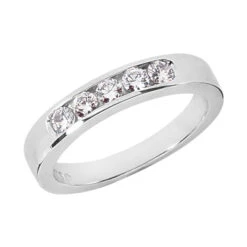 18K White Gold Round Diamond Men's Wedding Band 0.60ct 4.2mm