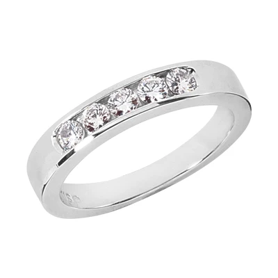 18K White Gold Round Diamond Men's Wedding Band 0.60ct 4.2mm 3 18K White Gold Round Diamond Men's Wedding Band 0.60ct 4.2mm