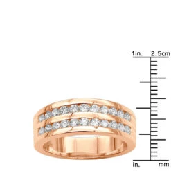 18K Rose Gold Round Diamond Men's Wedding Band 1.32ct -H'Hen Sale Store 18k gold round diamond mens wedding band 132ct p 31353 rulerro