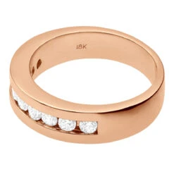 18K White Gold Round Diamond Men's Wedding Ring 1.08ct -H'Hen Sale Store 18k gold round diamond mens wedding ring 108ct p 31197 back rose